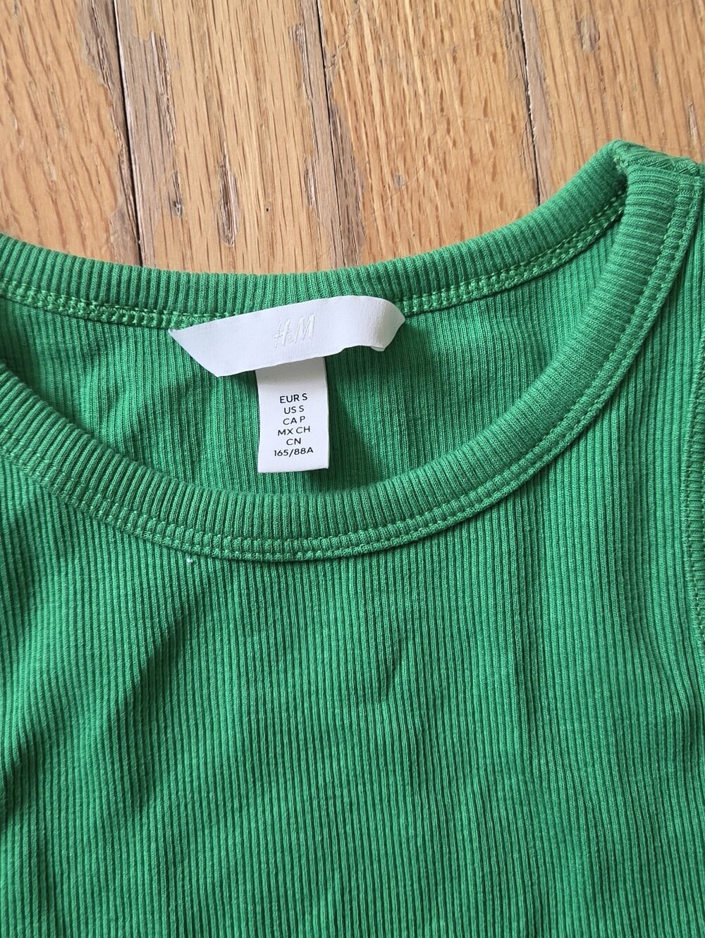 H&M Ribbed Green Cropped Tank S - Picture 3 of 5